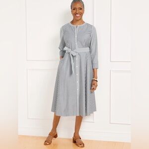 Talbots Striped Button-Front Midi Dress – Size 14 – New With Tags